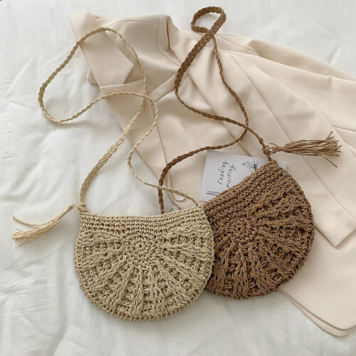 Half Round Straw Bag