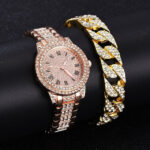 Rhinestone Womens Bracelet and Watch Set