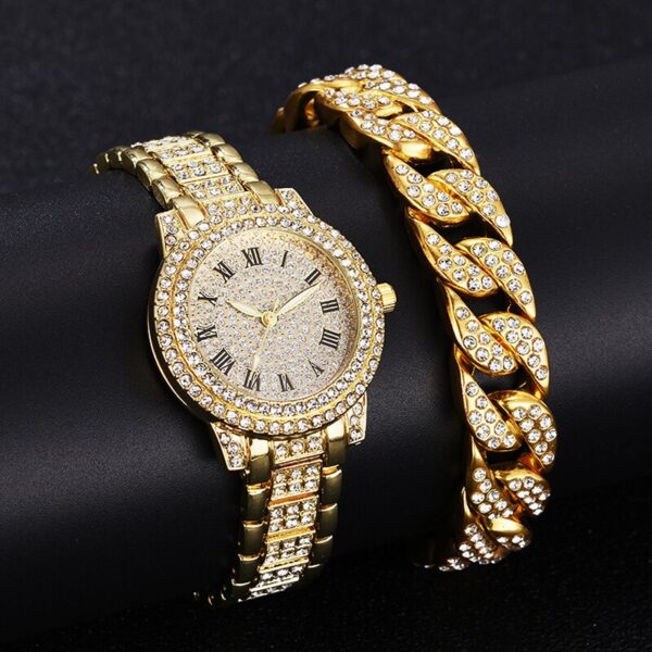 Rhinestone Womens Bracelet and Watch Set