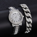 Rhinestone Womens Bracelet and Watch Set